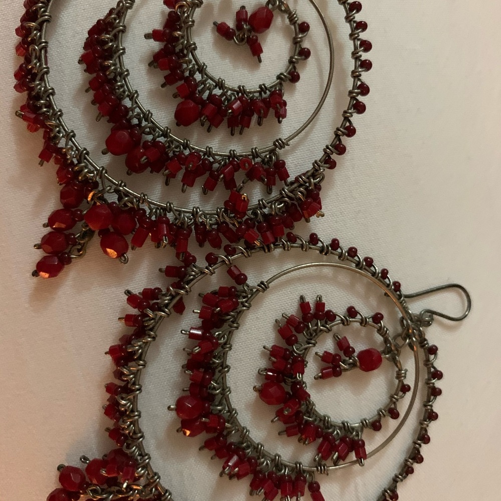 SPECTACULAR RED BOHO EARRINGS ❤️! - Picture 3 of 6